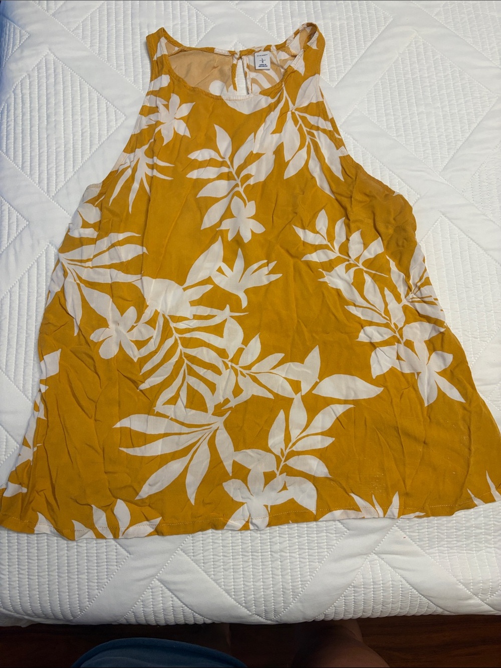 Old Navy White and Mustard Floral Sleeveless Top